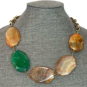 Anthropologie Agate Slice Stone Chunky Bead Slab Necklace